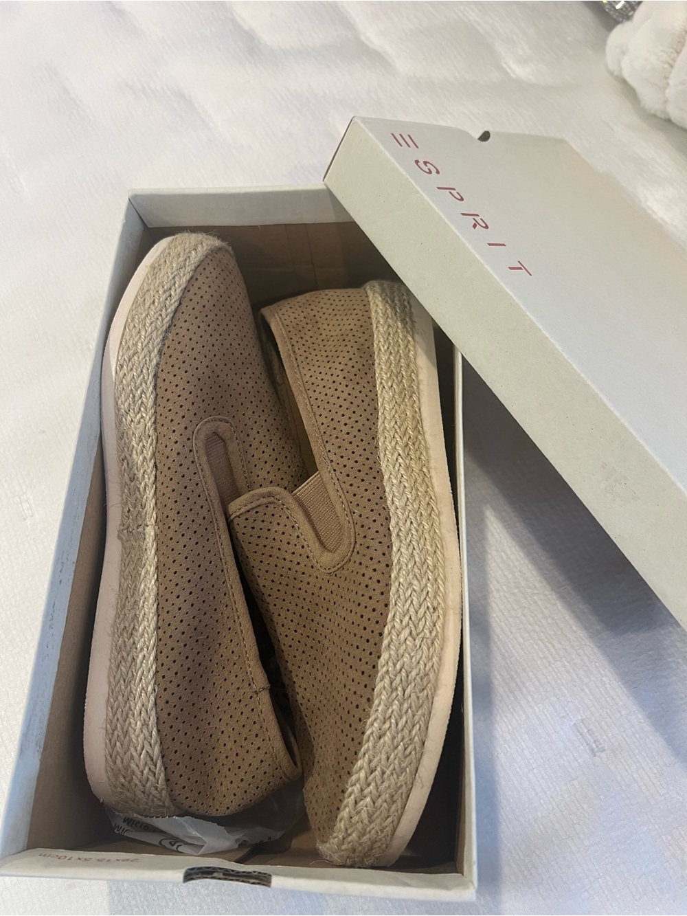 Esprit ladies Slip-On Perforated Espadrilles Style loafers/Sneakers in Taupe